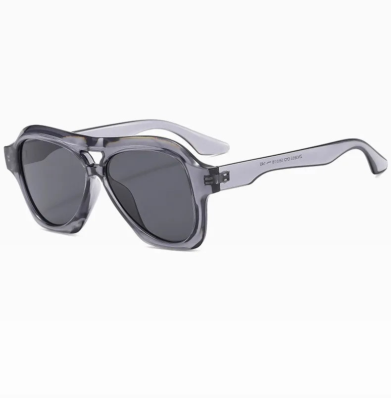Retro Double Beam Large Frame Sunglasses for Women New Retro Fashion Brand Square Sun Glasses Eyeglasses Men Lentes De Sol Mujer