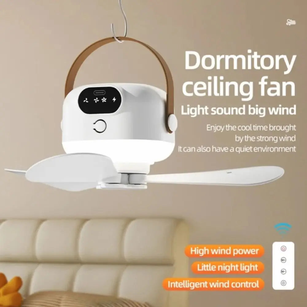 Rechargeable Ceiling Fan Light Energy Saving with Remote Control Hanging Fan Light 3 Gears Intelligent Electric Fan Night Lamp