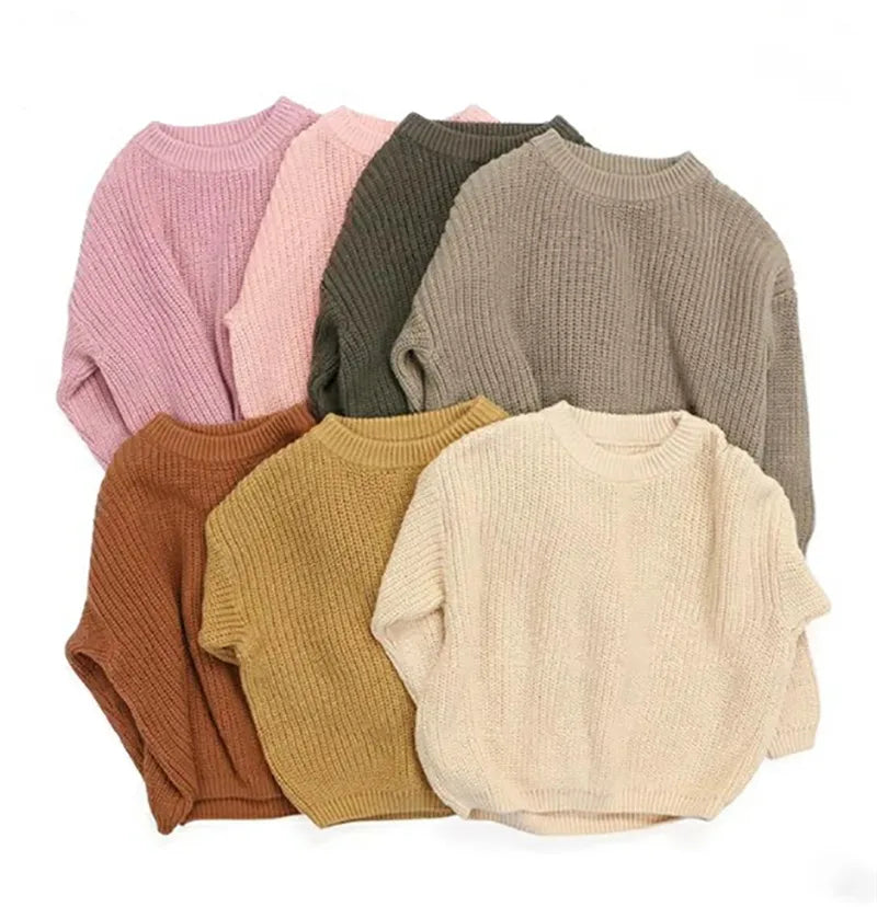 Autumn Newborn Baby Girl Boy Knitted Long Sleeve Warm Sweater Winter Candy Colors Loose Pullover Casual Tops Kids Clothes 3M-5Y