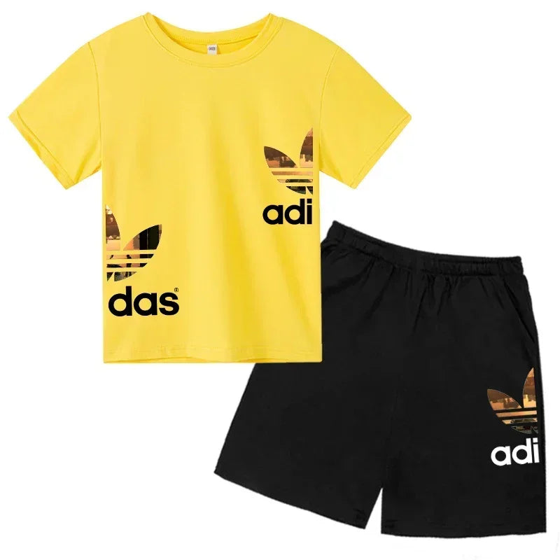 Leisure Letter 2pcs Kids Summer O-neck Short Sleeve T-shirts+Pants Suits 3-13 Years Boys Girls Casual Outfits Children Clothes