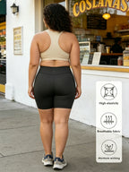 Plus Size Biker Shorts for Women - 3" Black High Waisted Tummy Control Spandex Workout Shorts (0XL-5XL)