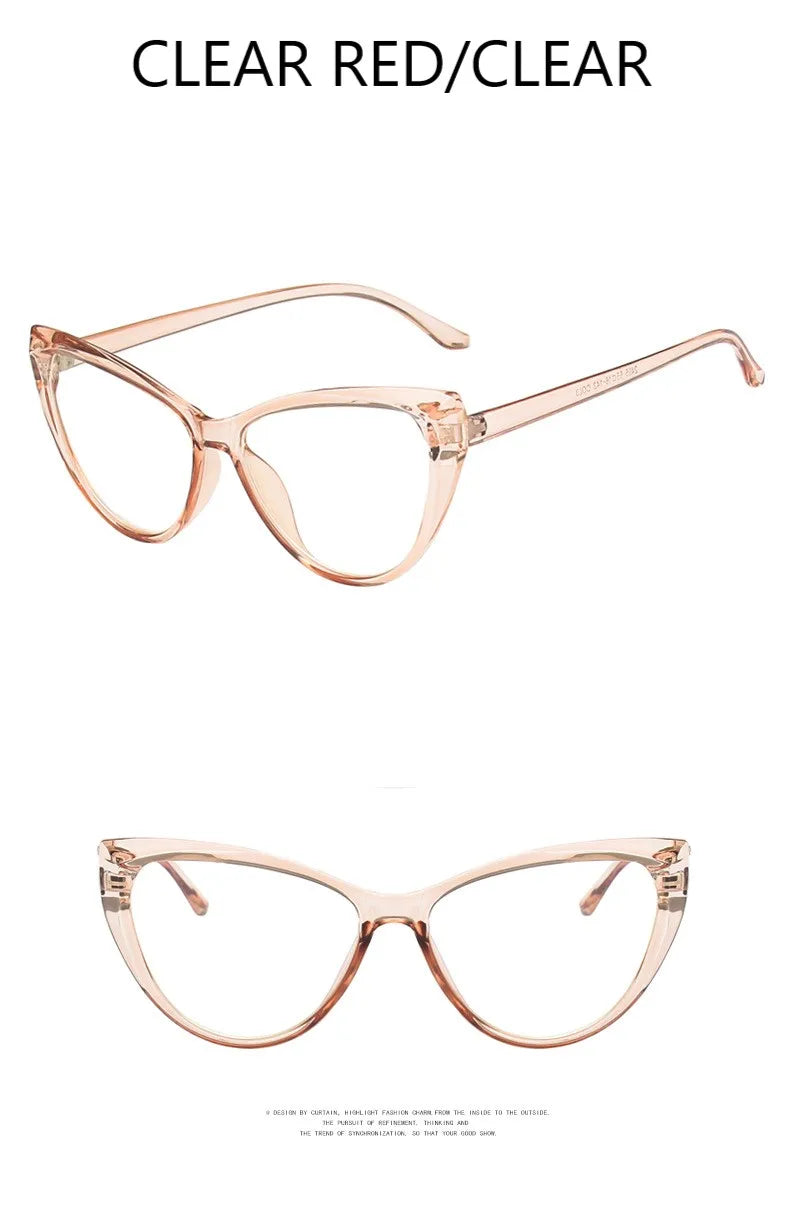 New Retro Cat Eye Glasses Frame Women Brand Vintage Trend Anti-blue Light Glasses Transparent Frame Myopia Eyeglasses