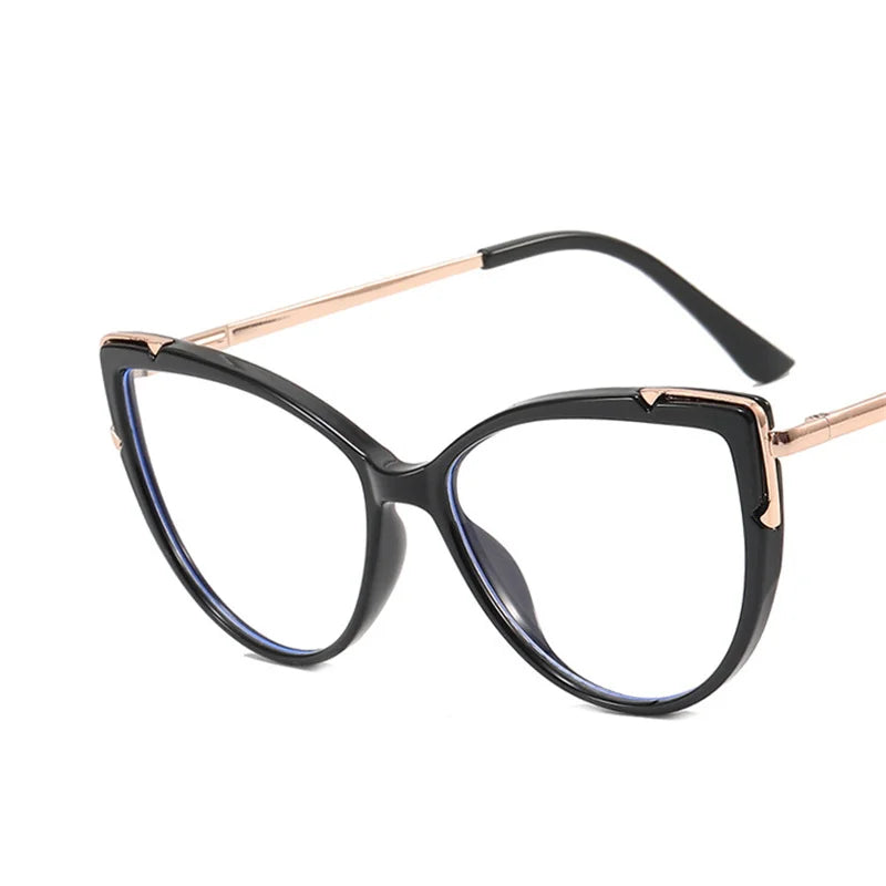Metal Cat Eye Glasses Frame Woman Fashion TR90 Brand Designer New Trend Cateye Computer Eyewaer Gradient Color Frame Eyegalsses
