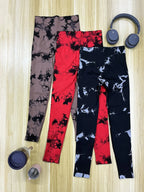 Tie Dye Seamless Leggings for Women High Waist Yoga Pants Scrunch Butt Lifting Elastic Tights Wide Waistband Sports Leggings
