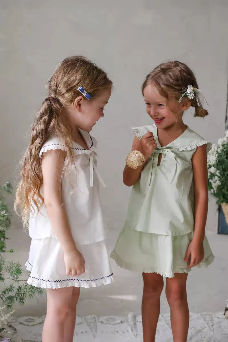 2026 Summer New Girls Cute Lace Short Skirts Cotton Children Preppy Style Princess Dress Baby Girl Sweet Skirts Toddler Clothes