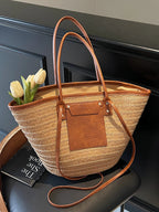Handmade Beach Vacation Straw Woven Bag For Women Single-Shoulder Summer Straw Beach Bags Shopper Baskets Bohemian Large Tote Ba