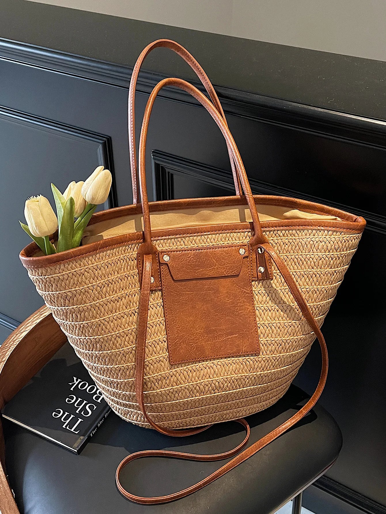 Handmade Beach Vacation Straw Woven Bag For Women Single-Shoulder Summer Straw Beach Bags Shopper Baskets Bohemian Large Tote Ba
