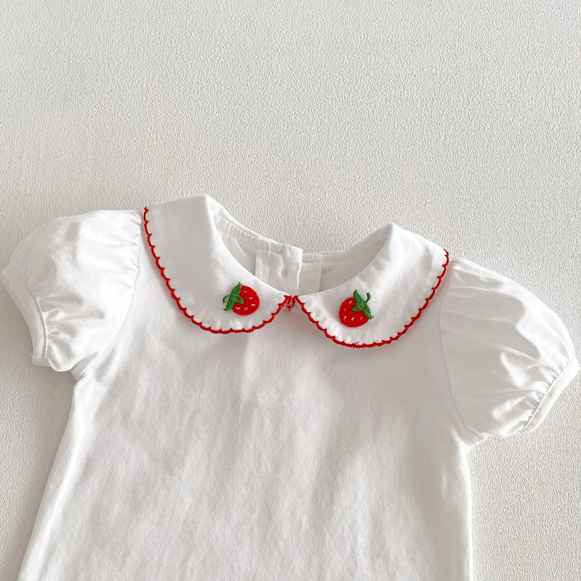 2026 Summer New Baby Girl Overalls + Cute Strawberry Lapel Shirts + Hat 3pcs Suit Fashion Infant Clothes Set Toddler Outfits