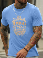 Men's summer 100% pure cotton fashionable sports casual loose fit made in 1964 print round neck short sleeved T-shirt top