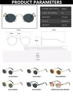 Retro Punk Round Sunglasses Small Frame Unisex 2025 New Trendy Vintage Metal Eyewear Designer Shadow for Women UV400 Protection