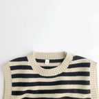Autumn Baby Boys Striped Sweater Vest Children Cotton Cashmere Pullovers Waistcoat Kids Clothes Toddler Girls Sleeveless Sweater