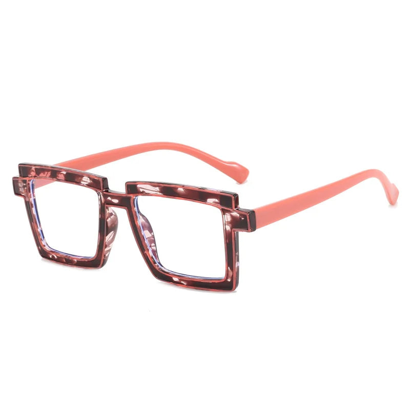 Retro Personality Rectangular Glasses Frame Woman Man Brand Designer Fashion Square Eyeglasses TR90 Eyewear with Pouch & Cloth