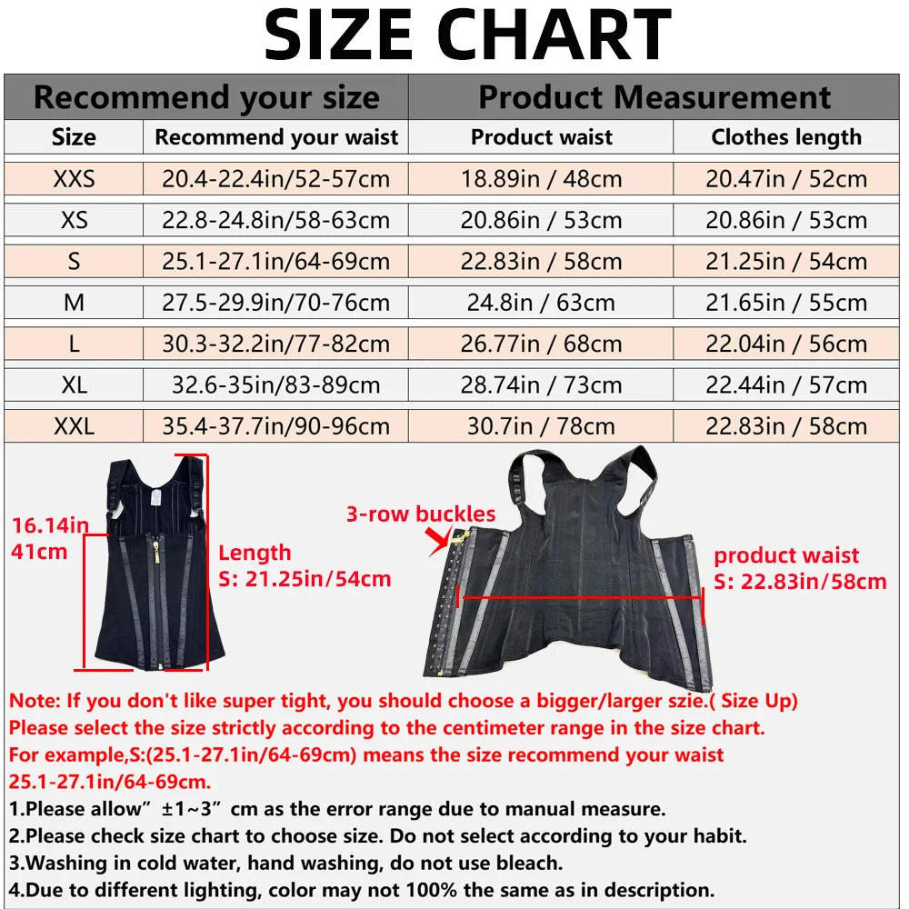 Ouzey Colombianas Body Shaper Shapewear Women Vest Tops Double Compression Waist Trainer Corset Adjustable Zipper and Hook-eyes