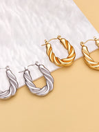 Retro Ins Style Women's Geometric Patterned Titanium Steel Hairpin Earrings Versatile Twist Design Fashionable Accessory