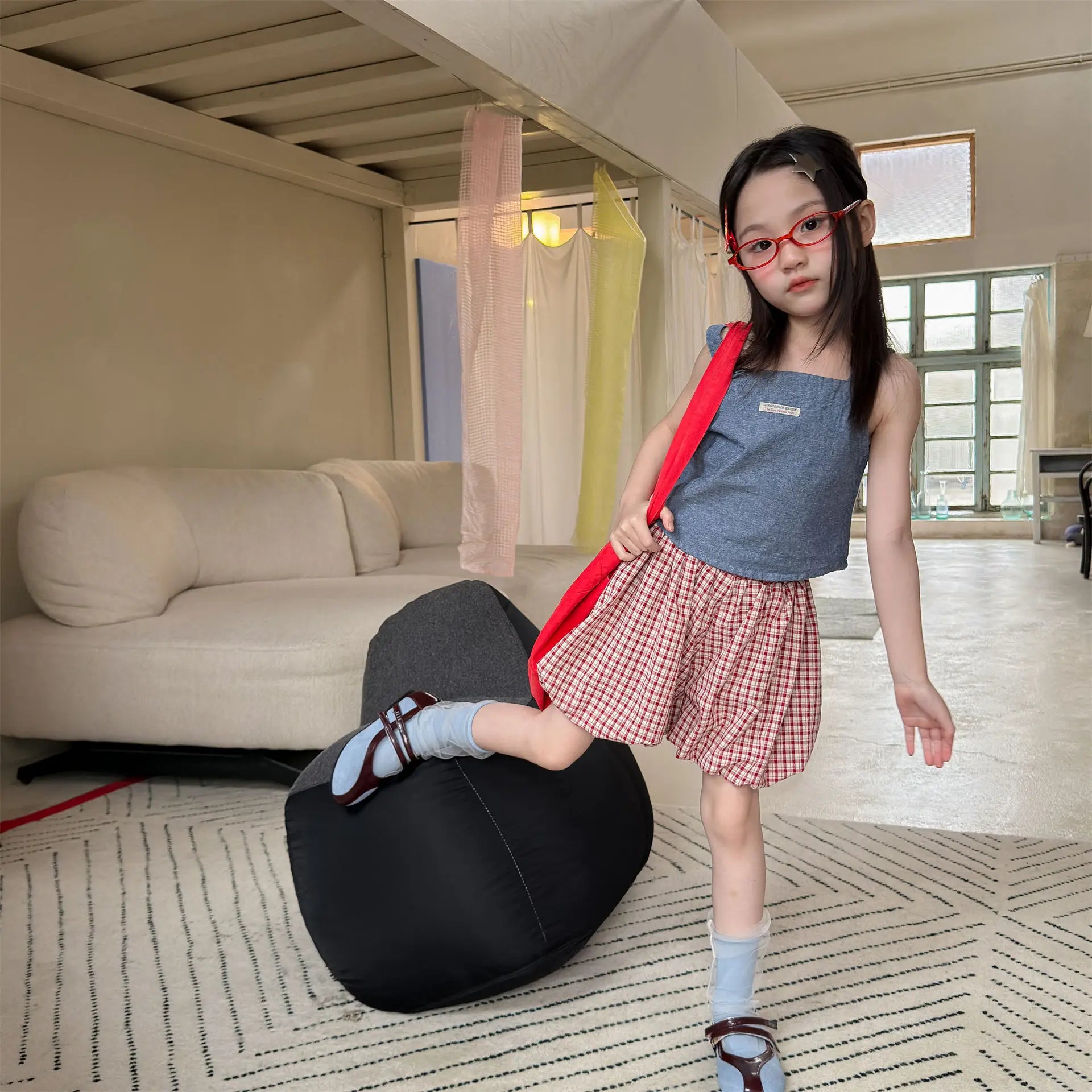 2026 Summer New Children Plaid Shorts Cotton Girls Cute Loose Culottes Kids Fashion Casual Shorts Toddler Clothes