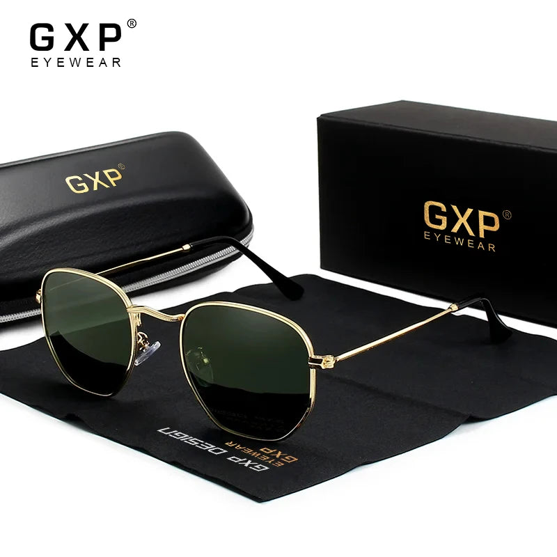 GXP Fashion Anti-glare Sunglasses Men Polygon Retro Sunscreen Glasses Leisure Glasses Outdoor Polarized Driving Eyewear UV400