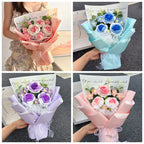 Hand Knitted Flower Graduation Gifts Crochet Flowers Finished Hand-woven Flower Bouquet Wedding Graduation flower bouquet