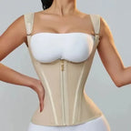 Ouzey Colombianas Body Shaper Shapewear Women Vest Tops Double Compression Waist Trainer Corset Adjustable Zipper and Hook-eyes
