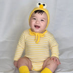 2026 Spring New Baby Long Sleeve Bodysuit + Hat Infant Girls Cute Thin Striped Jumpsuit Newborn Toddler Cotton Clothes 0-24M