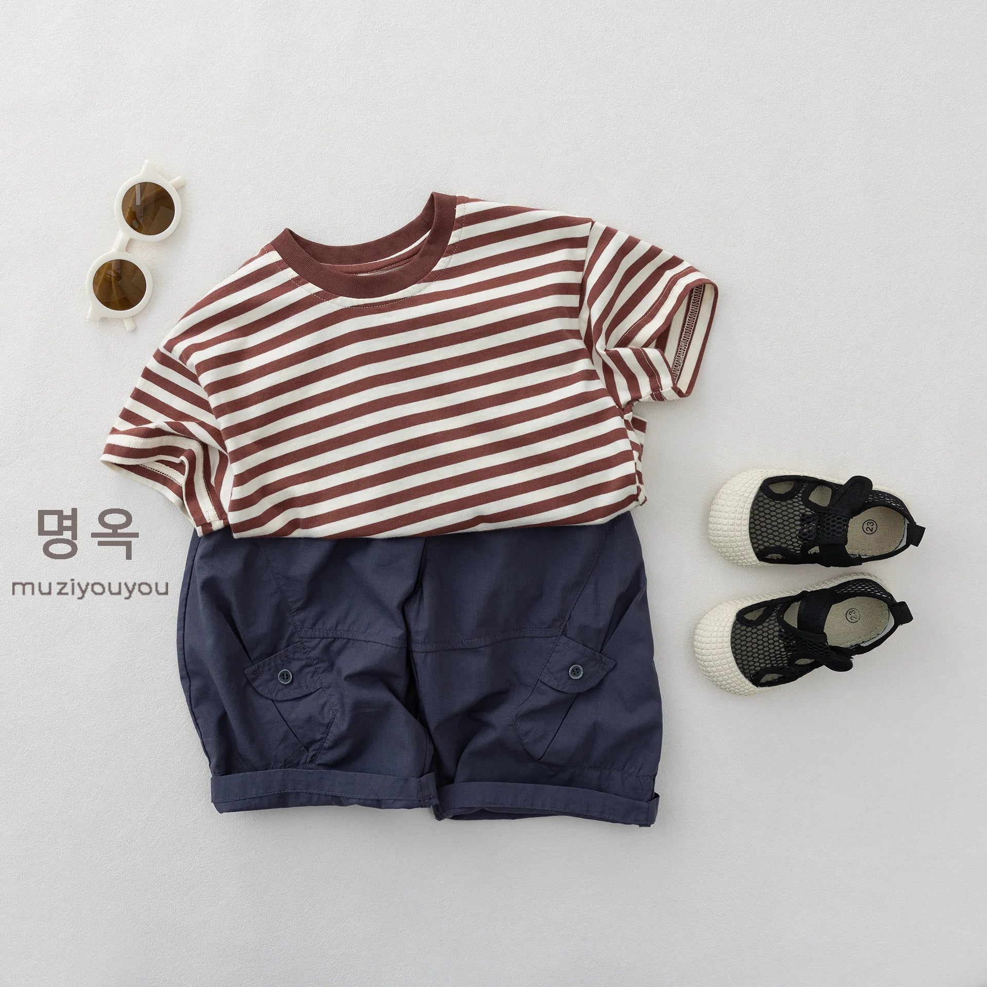 2026 Summer New Children Short Sleeve T Shirts Boys Casual Striped Tee Toddler Girls Cotton Loose Tops Kids Clothes