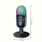 USB Microphone for Live Streaming And Karaoke V5 Noise Cancelling Gaming Condenser Microphone with Mobile Phone Stand