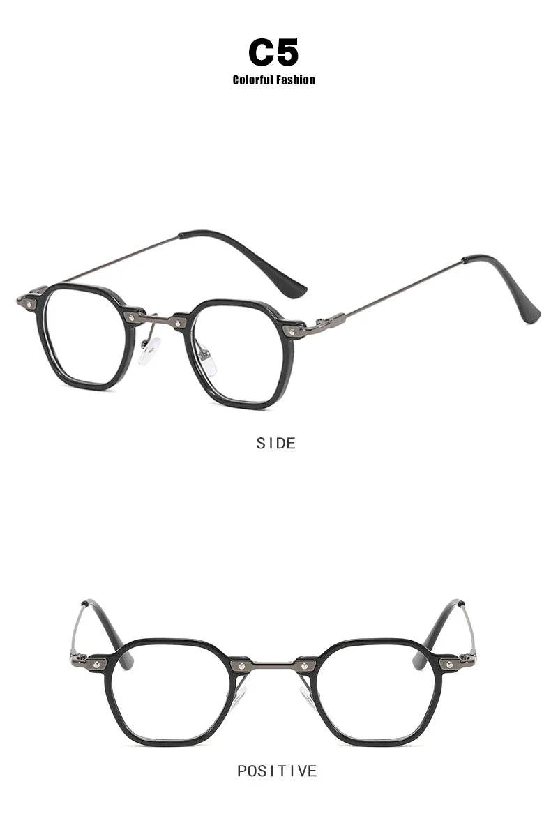 Retro Square Sunglasses Men Small Frame Sun Glasses Women New Fashion Polygonal Metal Eyeglasses Shadow UV400
