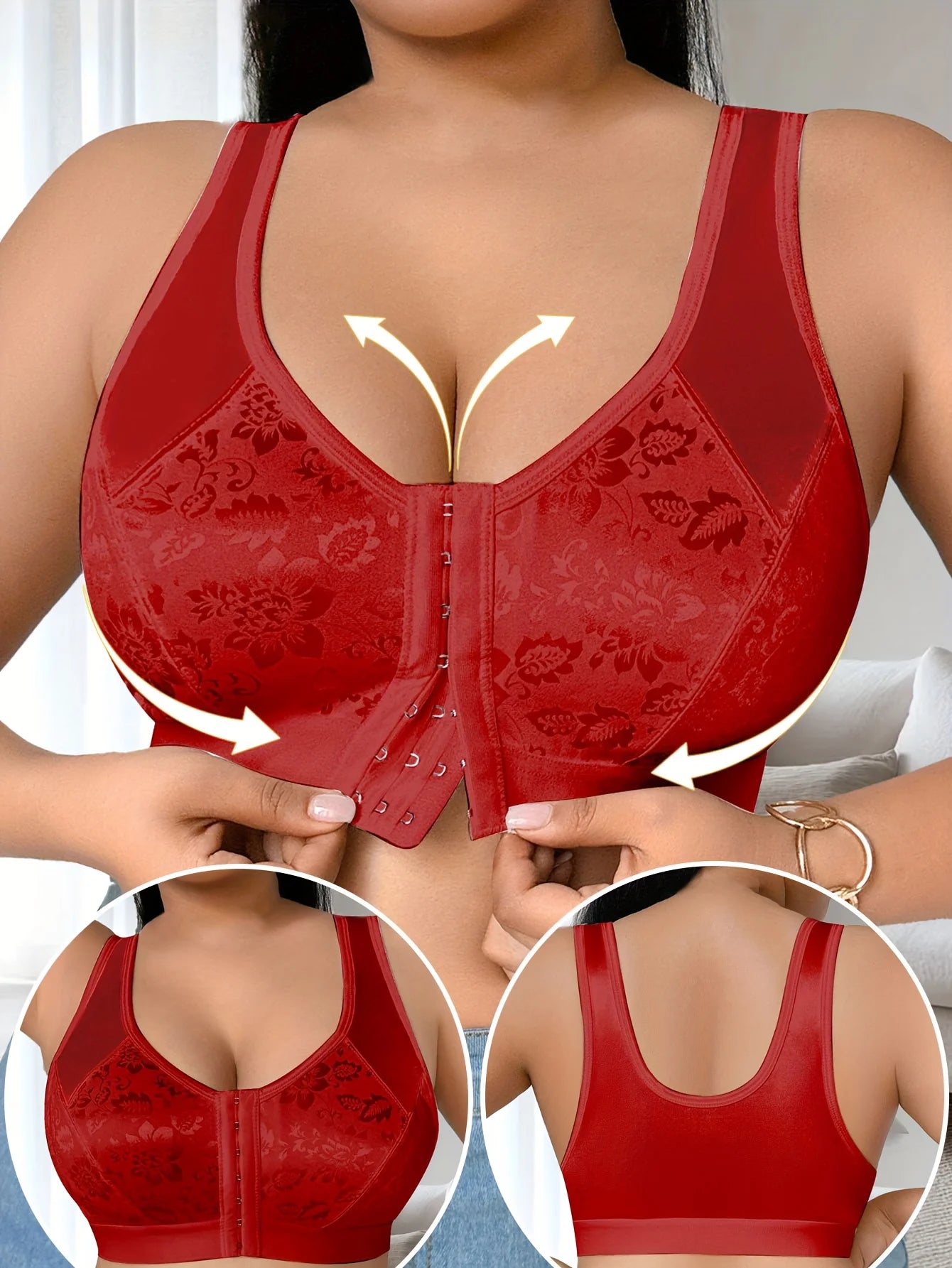 A Solid Color Plus Size Women's Bra Crop Sleep Top Featuring a Front Button And Back Design, Made from Soft And Comfortable