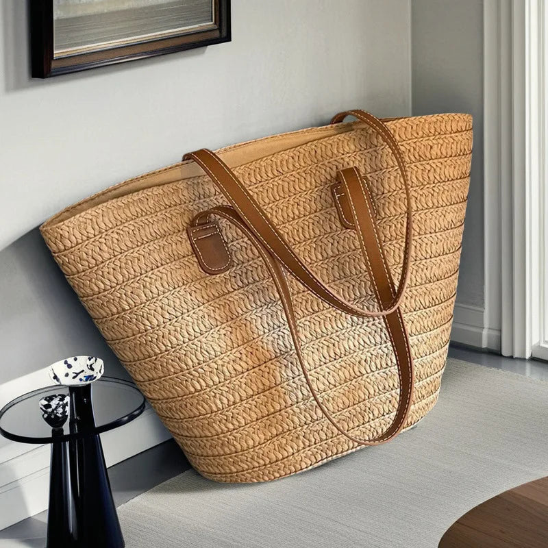 Luxury Designer Summer Beach Party Purses Shopper Tote Bag Women's Large Capacity Shoulder Bag Summer Straw Woven Basket Handbag
