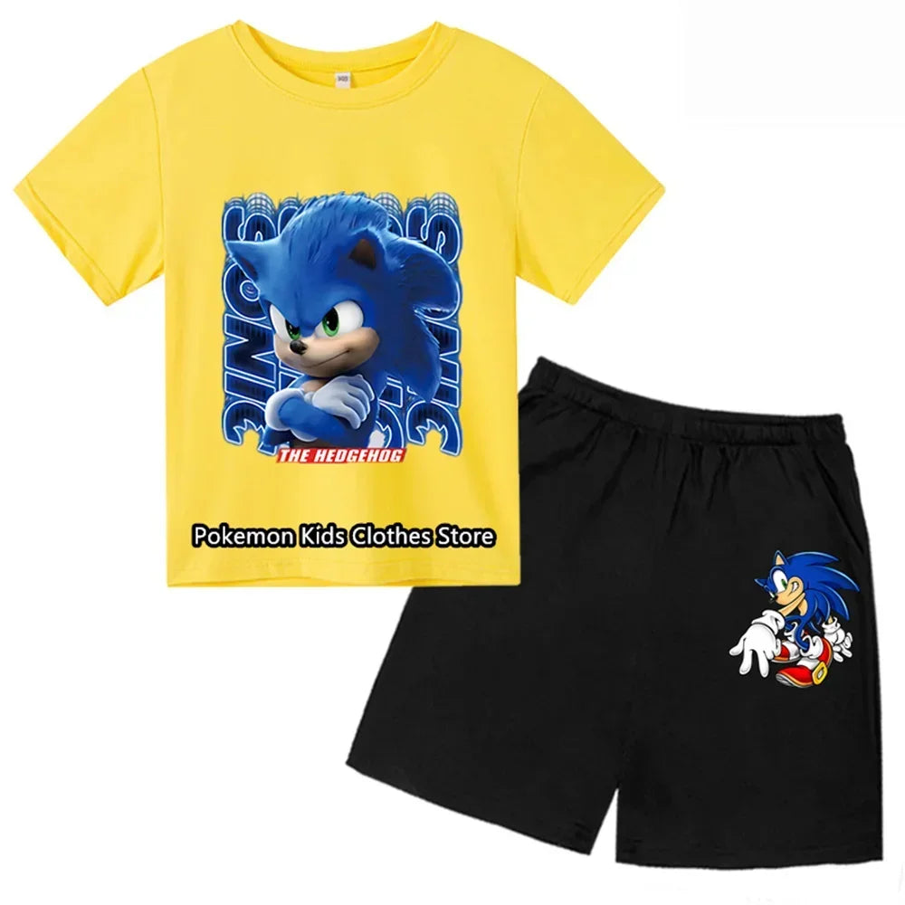 marque tendanceEnsemble de vêtements de sport décontractés pour garçons et filles de 3 à 12 ans, haut à manches courtes + short,