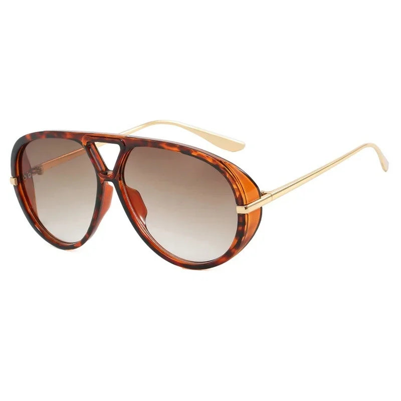 Vintage Retro Metal Double Bridges Round Sunglasses Women Brand Fashion Punk Gradient Shades Trending Sun Glasses Eyewear UV400
