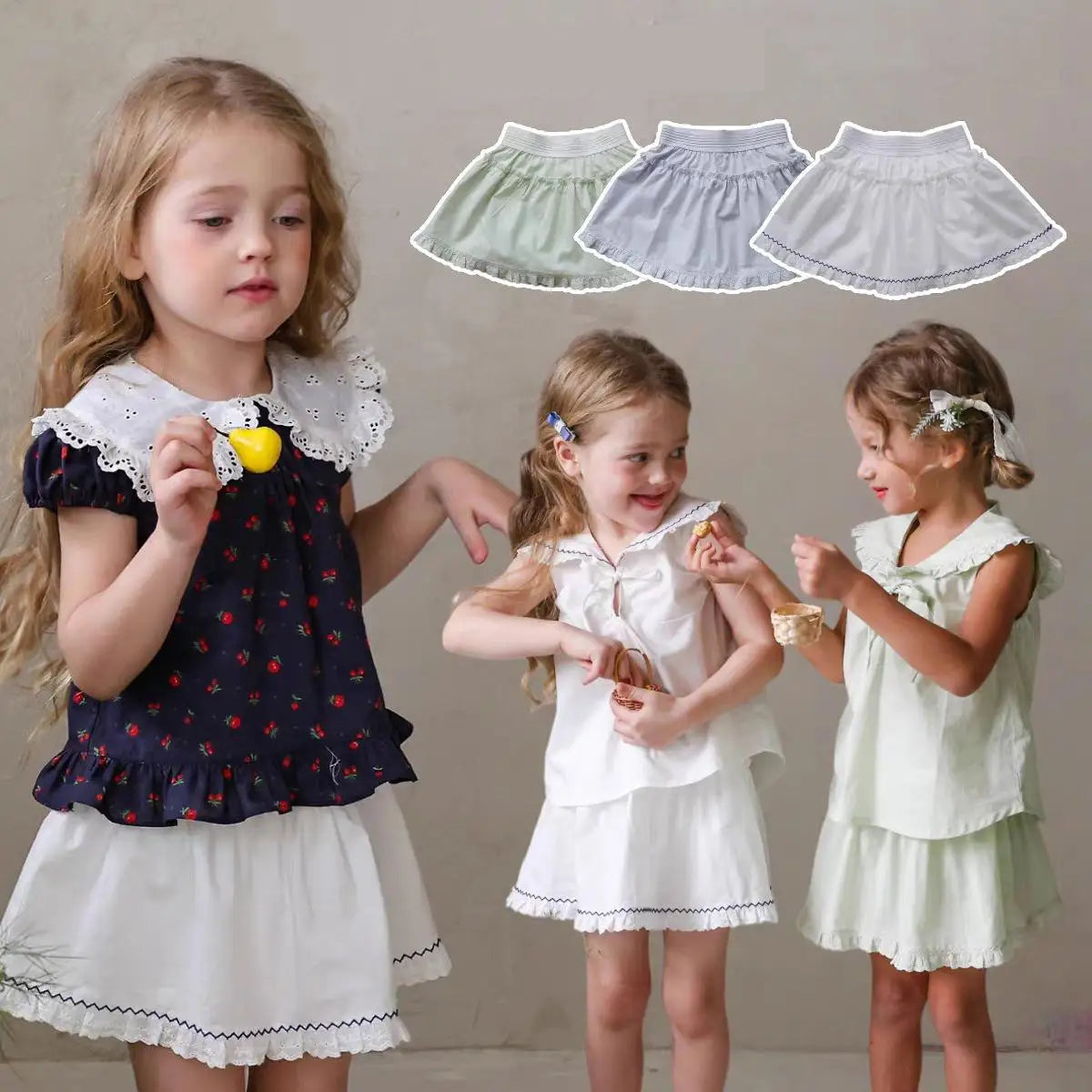 2026 Summer New Girls Cute Lace Short Skirts Cotton Children Preppy Style Princess Dress Baby Girl Sweet Skirts Toddler Clothes