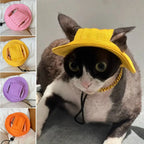 Fashion Cotton Pet Sunshade Cap Solid Color Adjustable Dog Cat Bucket Hat Sun Protection Breathable Pet Sunscreen Tie Hat Travel