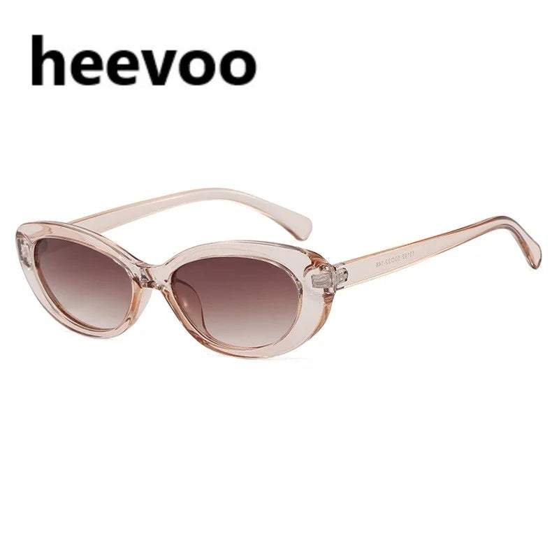 New Retro Oval Cat Eye Sunglasses for Women Men Y2k Trendy Narrow Small Sunnies 90s Brand Designer Sun Glasses UV400