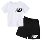 Children's Sports White T-shirts Short-sleeved Shirts and Shorts Sets for Boys Girls Clothing Suitable for Children Aged 3 to13