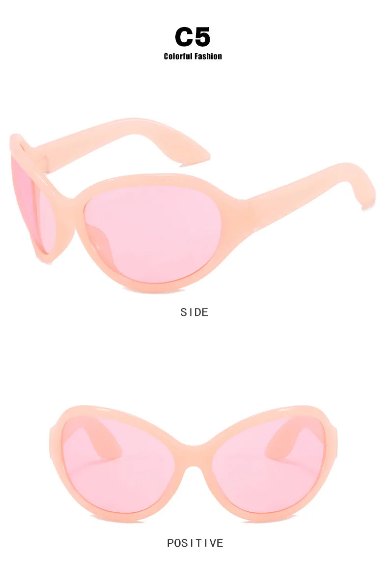 Oversized Y2K Steampunk Sunglasses Women Luxury Brand Designer Oval Sun Glasses Men Cyber Punk Eyewear Shades De Sol Oculos