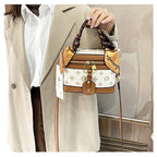 Brand Designer Women's Printed Box Bag Handbags Ladies Retro Patchwork Handbags Wild Portable Shoulder Corssbody Cosmetic Bag