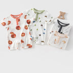 Baby Boys Girls Cotton Jumpsuit Cute Print Breathable 0-24M Toddler Romper Snap Closure Neckline Infant Summer Clothes