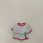 2026 Summer New Children Short Sleeve Clothes Set Boys Girls T Shirts + Shorts 2pcs Suit Baby Cute Striped Kids Casual Outfits