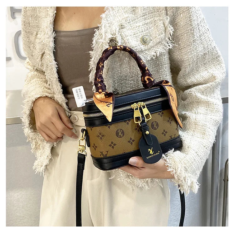 Brand Designer Women's Printed Box Bag Handbags Ladies Retro Patchwork Handbags Wild Portable Shoulder Corssbody Cosmetic Bag