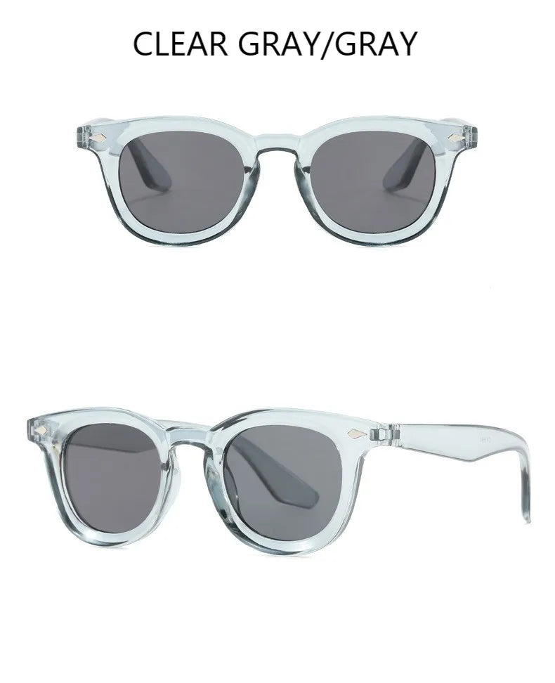 Vintage Punk Square Sunglasses Women Brand Fashion Concave Sun Glasses Men Shades UV400 Olive Green Leopard Rivets Eyewear