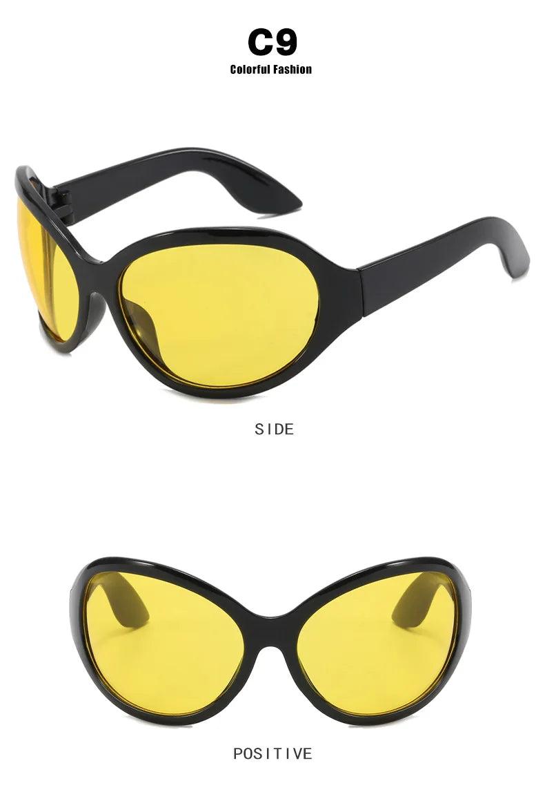 Oversized Y2K Steampunk Sunglasses Women Luxury Brand Designer Oval Sun Glasses Men Cyber Punk Eyewear Shades De Sol Oculos