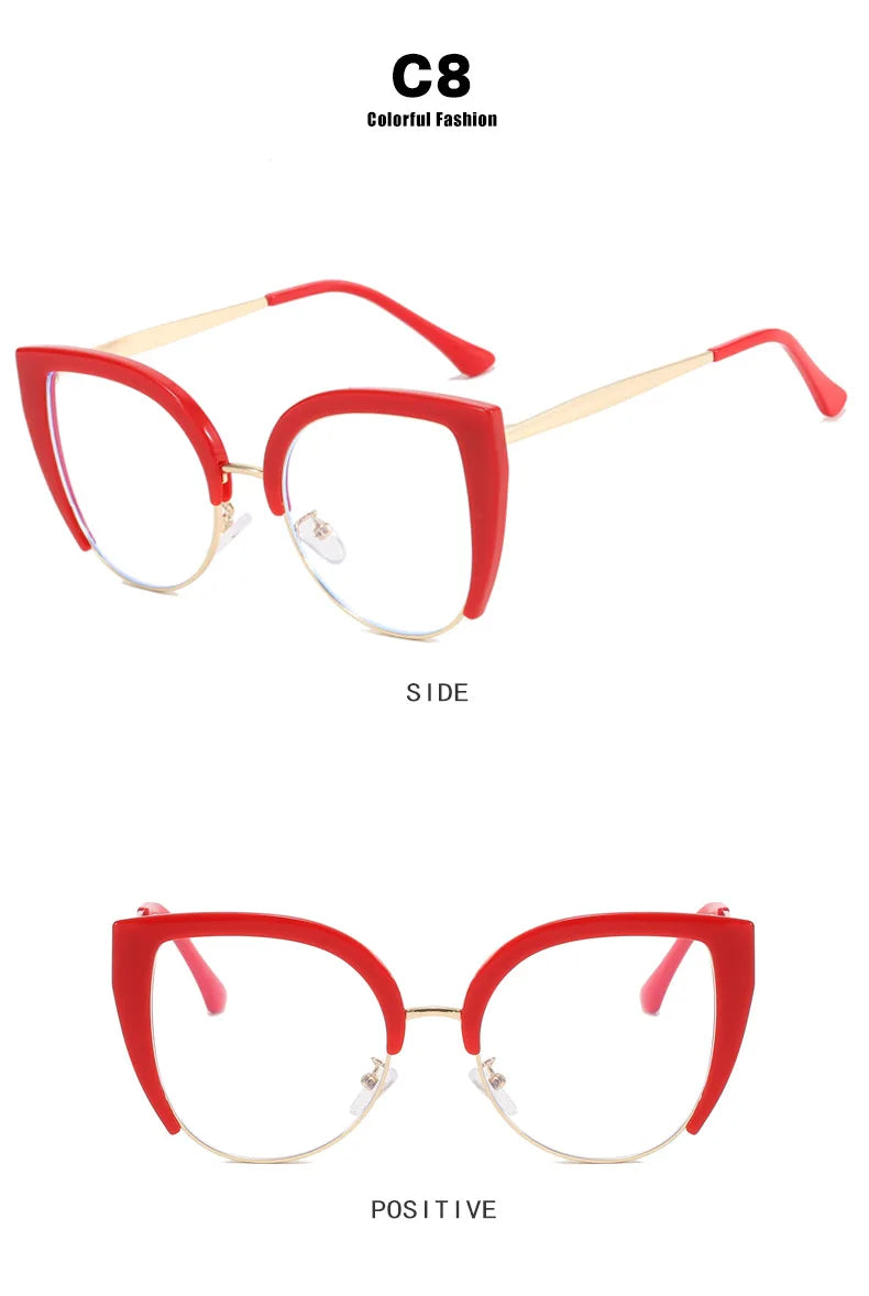 Quality Cat Eye Half Frame Oversized Frame Glasses Anti-blue Light 2023 New Glasses Frame Ins Retro Trend Fashion Glasses 2023