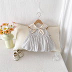 2026 Summer New Girls Preppy Style Striped Vest Dress Cotton Baby Girl Sailor Collar Sleeveless Dress Infant Toddler Clothes