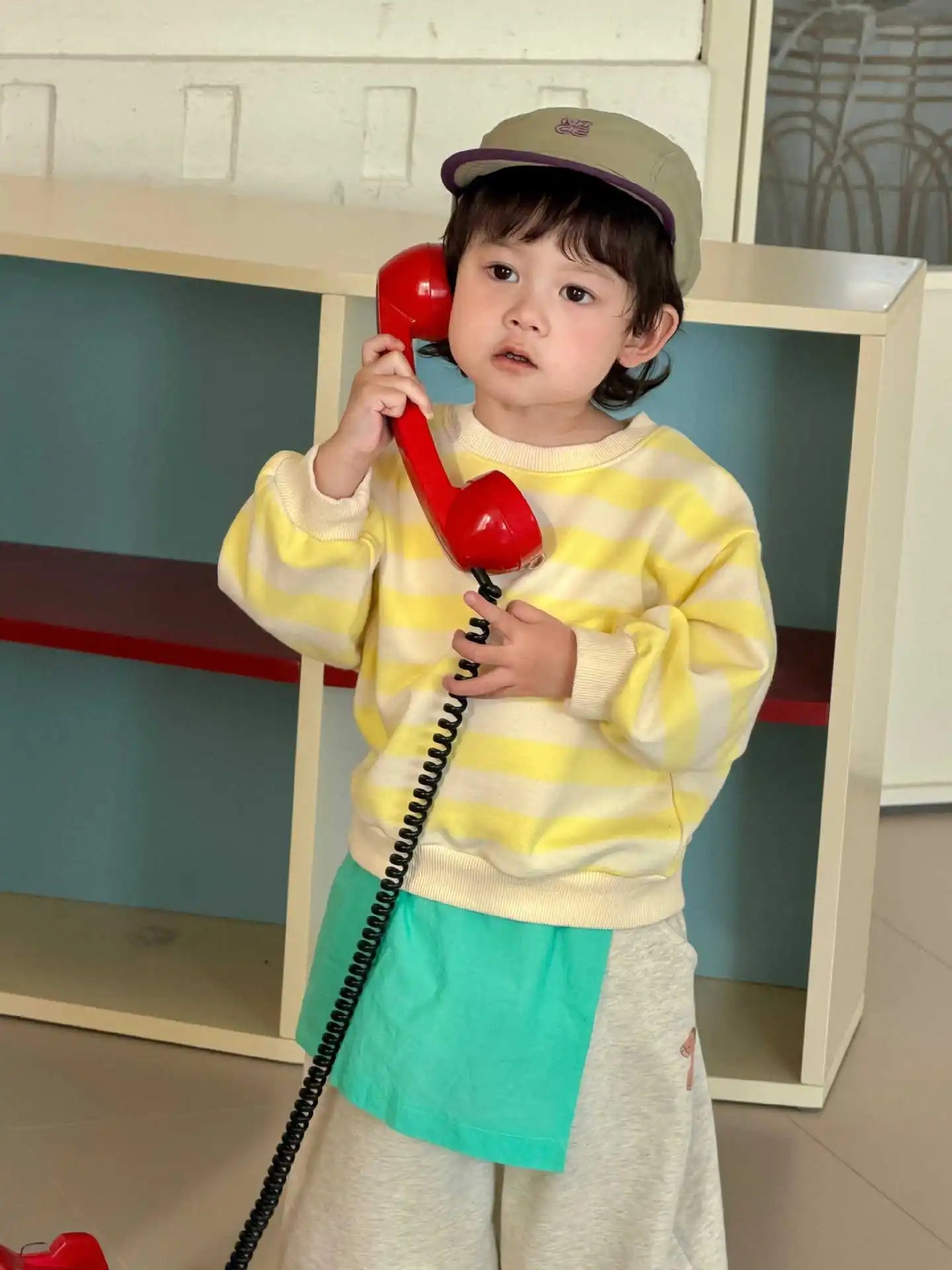 2026 Spring New Baby Long Sleeve Sweatshirt Boys Casual Striped Pullover Infant Girls Cotton Loose Tops Toddler Clothes