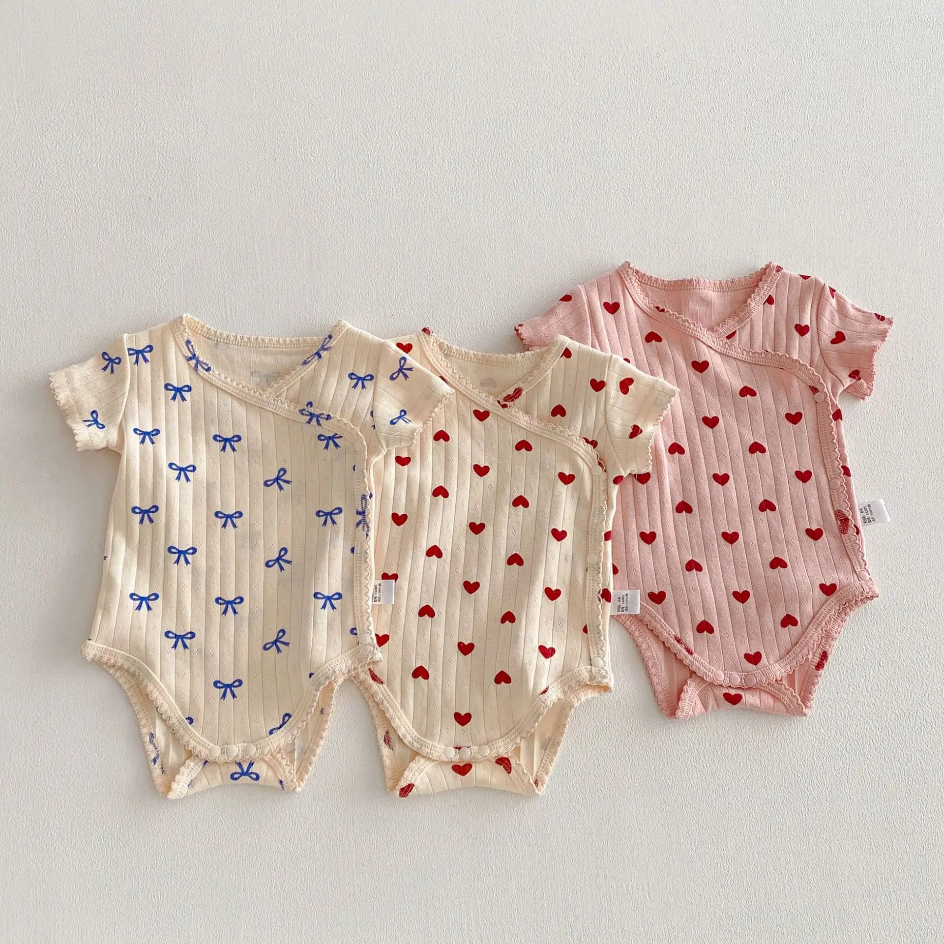 2026 Summer New Baby Sleeveless Sling Bodysuit Cute Infant Girl Heart Print Jumpsuit Cotton Toddler Sling Newborn Clothes 0-24M