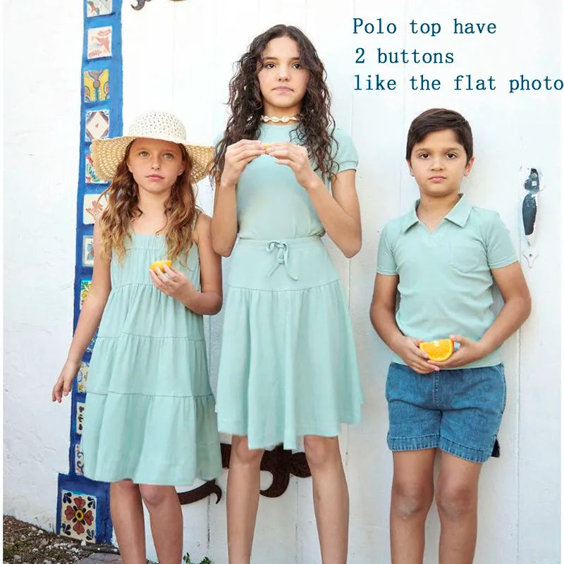 AS 2024 Girls Clothes Short Sleeve 3/4 Kids Boys Clothes For Summer Outfits Girls Clothing Children Ribbed Sets Dress