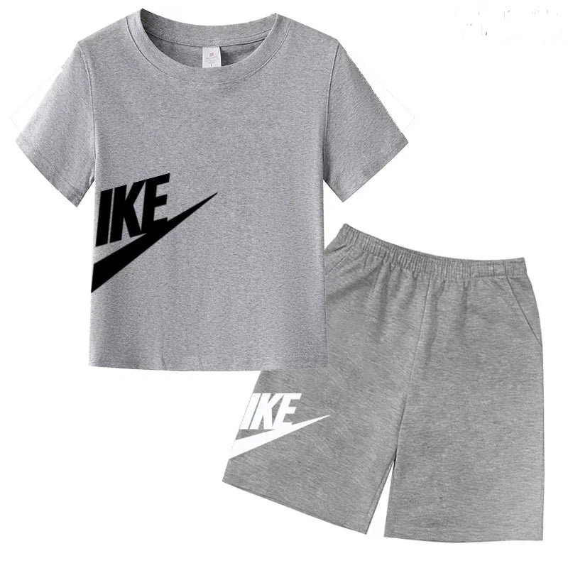 Summer Brand White T-shirt+Shorts Two-piece set Kids New Clothing Fashion Letter Boy Girl3-12Yrs Sports Short-sleeved Casual Set