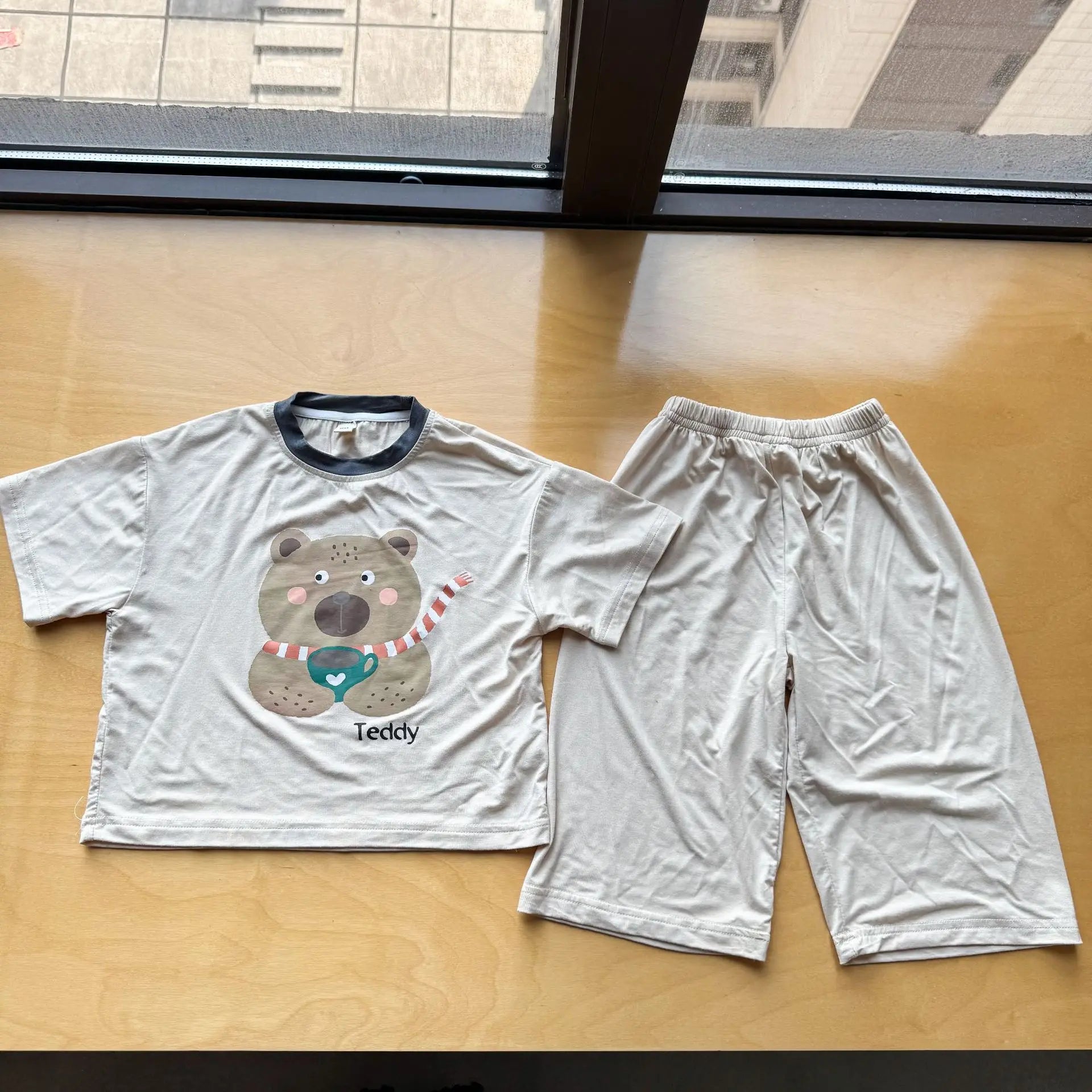 Kids Cute Animal Pajama Set Print Comfortable Sleepwear for Brother Sister 2pcs Summer Children  Cartoon Top Pant Loungewear