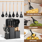 19Pcs Kitchen Utensils Set with Knife & Cutting Board, Silicone Cooking Tools with Storage Holder
