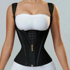 Ouzey Colombianas Body Shaper Shapewear Women Vest Tops Double Compression Waist Trainer Corset Adjustable Zipper and Hook-eyes